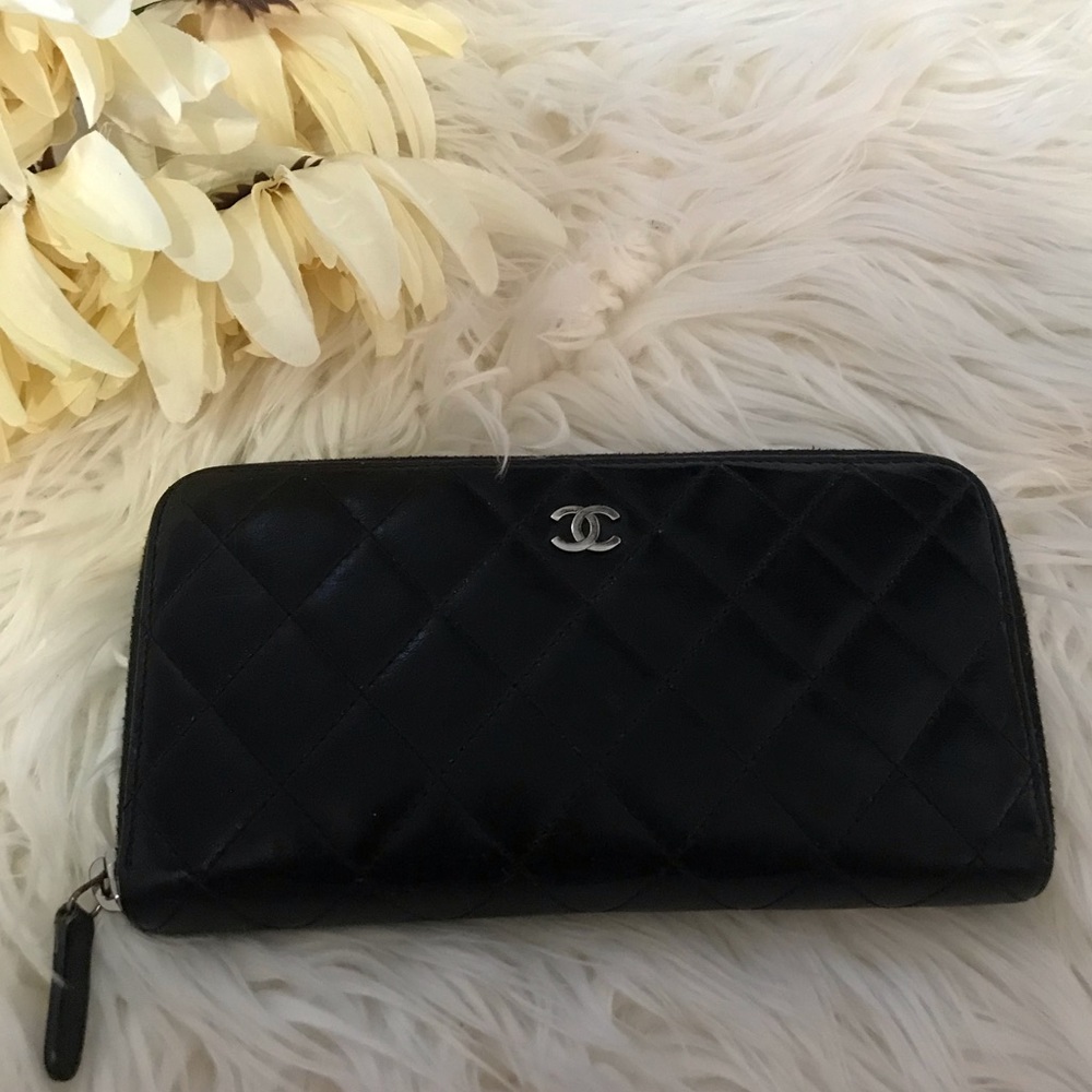 Authentic Chanel Lambskin Quilted Wallet
